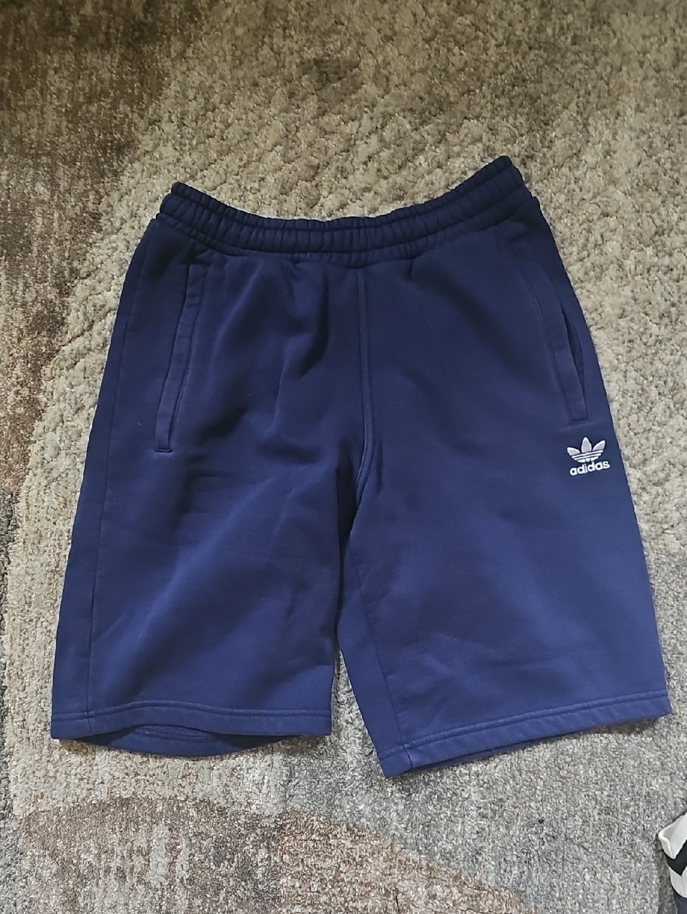 adidas Navy Blue Athletic Shorts with Trefoil Logo